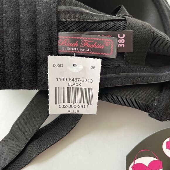 NEW Black Fuchsia by Secret Lace LLC Womens Black Mesh Sides Bra (Various Sizes) - Picture 4 of 5